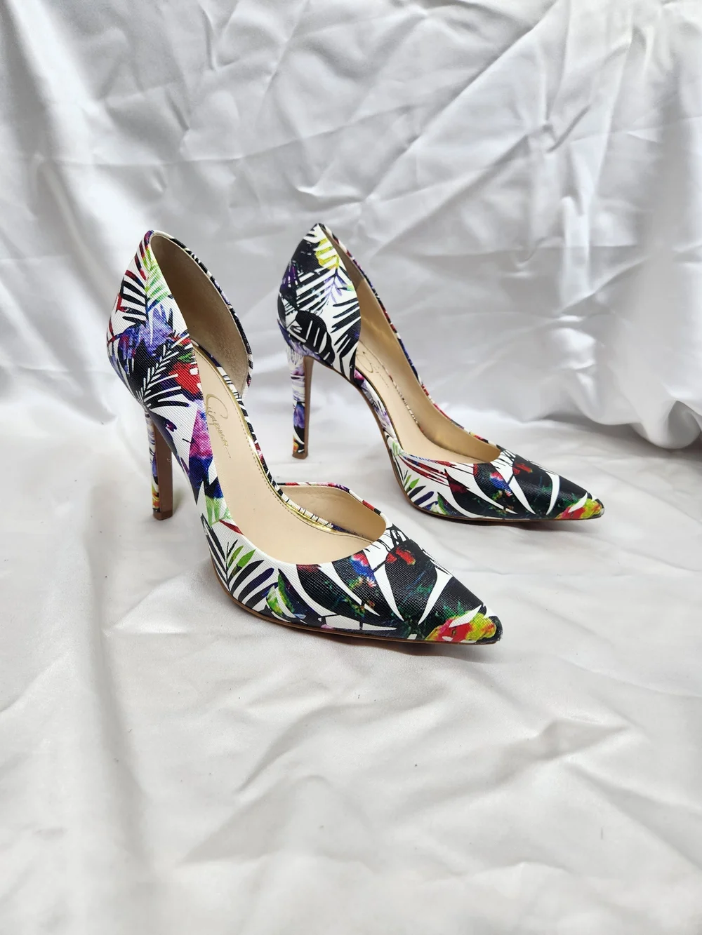 Jessica Simpson Black Multi Tropical D'Orsay Pointed Heels
